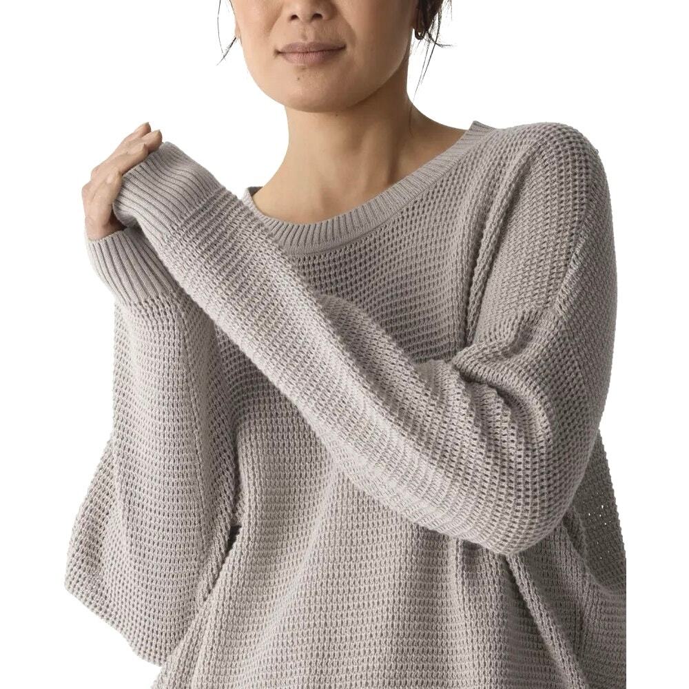 Eileen Fisher 1X Linen Organic Cotton Open Knit Crewneck Sweater NWT Gray